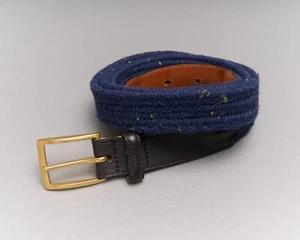 BROOKS BROTHERS Navay Stretch Belt Leather Brass Buckle Mens 42 - Stretched Out - Picture 1 of 15