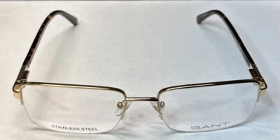 GANT GA3220 032 Gold Metal Half-Rim Optical Eyeglasses Frame 57-18-150 Stainless - Image 1 of 4
