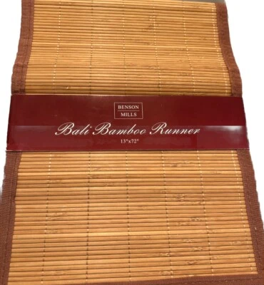 Corredor de mesa de bambú Benson Mills Bali marrón 13” X 72” nunca usado Foto 1 de 4