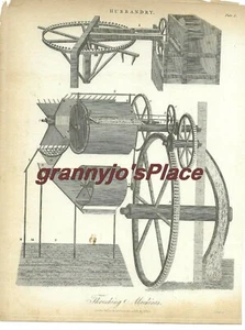 1810 Copperplate Engraving ,of Threshing Machines by J. Wilkes - Picture 1 of 2