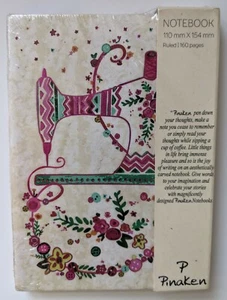 Pinaken Pocket Notebook Sewing Machine Floral Flowers Mini Journal 4" x 6.5" - Picture 1 of 3