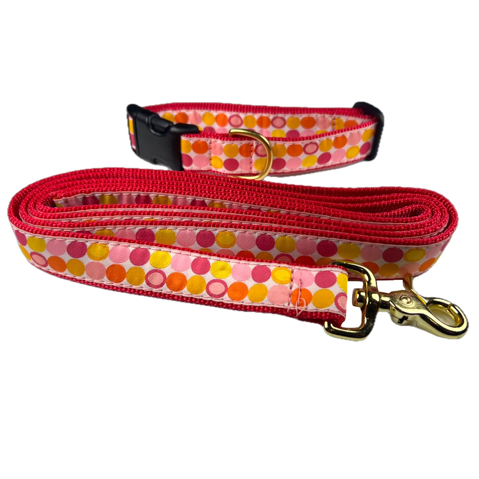 Combo de correa para collar de perro Up Country Sunny Dots. Correa de 6 pies cuello MED 12"-18" NUEVO Foto 1 de 1