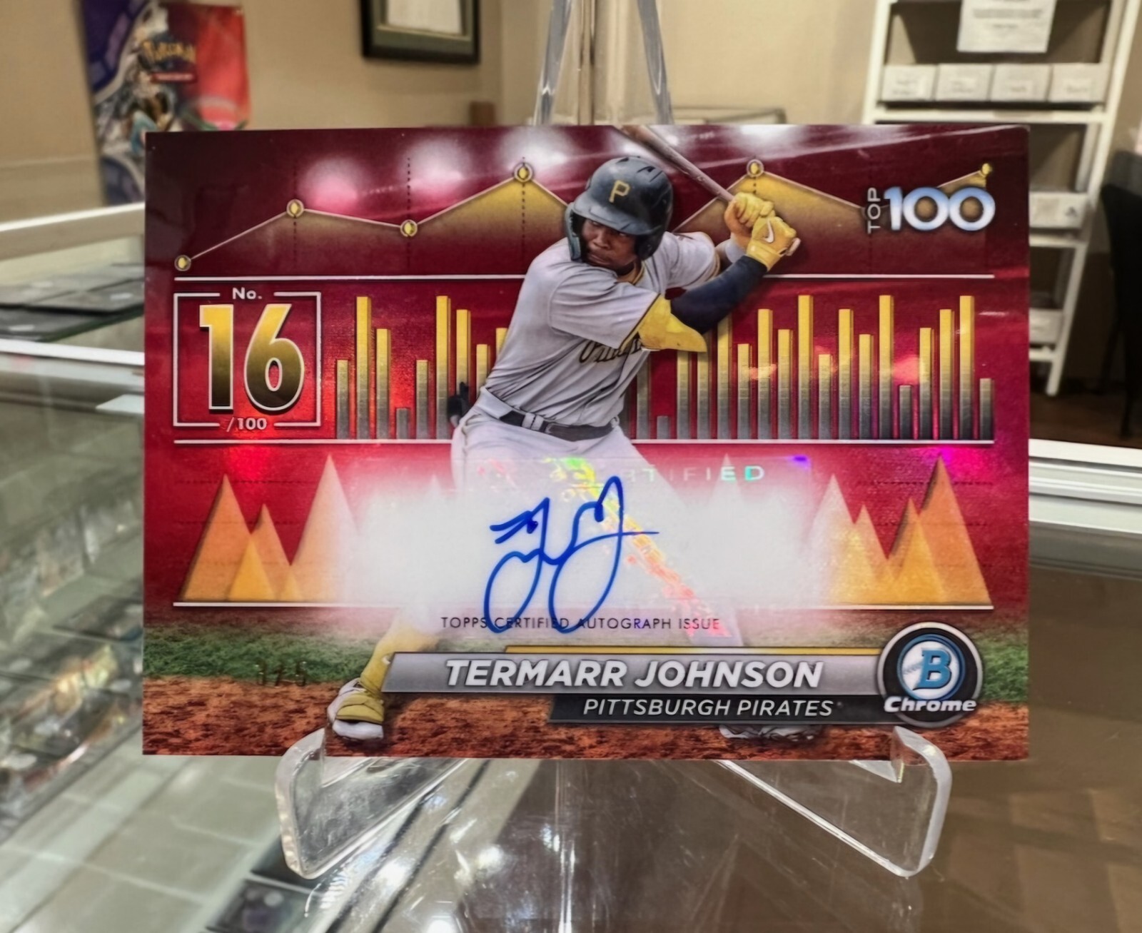 2024 Bowman Chrome Scouts Top 100 Termarr Johnson Autograph Red Refractor #d /5!