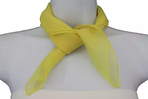 Sciarpa cravatta collo donna fine moda taglia piccola colore giallo trasparente tasca quadrata - Foto 1 di 1