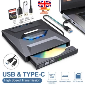 7in1 External USB 3.0 DVD CD RW Writer Drive Burner Reader Player For Laptop PC - Picture 1 of 13