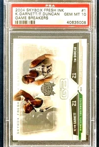 🏀🌟2004 SKYBOX FRESH INK GAME BREAKERS KEVIN GARNETT/TIM DUNCAN PSA 10🌟🏀 - Picture 1 of 3