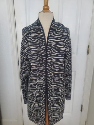 Suéter largo para mujer Peter Nygard cárdigan plumero frente abierto talla M negro Foto 1 de 3