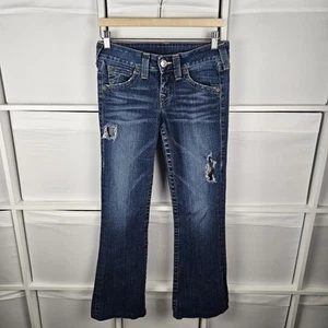 True Religion Becky Blue Jeans 28 W 30 L Bootcut Low Rise Ripped Made In USA - Picture 1 of 21