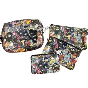 Tokidoki Raub Crossbones Herz Tasche Set (4) Bunt Make-up Reise Vintage - Bild 1 von 9