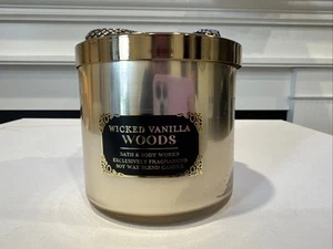 Vela de madera de vainilla malvada Bath & Body Works 3 mechas con tapa de serpiente 14,5 OZ NUEVA - Imagen 1 de 6