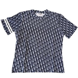 DIOR Oblique Size 12 Navy Cotton T-Shirt - Picture 1 of 11