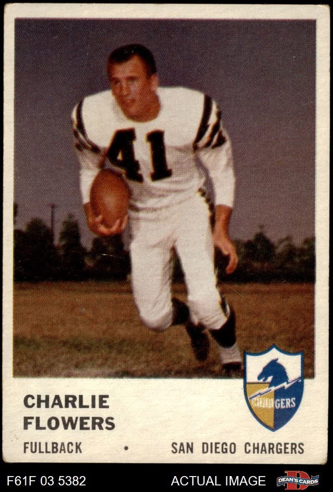 1961 Fleer #156 Charlie Flowers Chargers Mississippi 3 - VG - Image 1 of 1