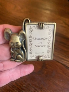 Vtg Mouse AMC Brass Picture Frame 2" Made In USA Standing Memories are Forever - Picture 1 of 7