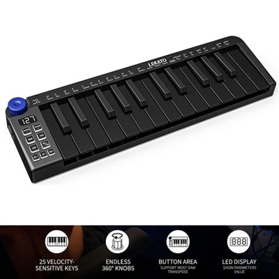 LEKATO MIDI Keyboard 25 Key MIDI Controller Bluetooth with Velocity-Sensitive AU - Image 1 of 4