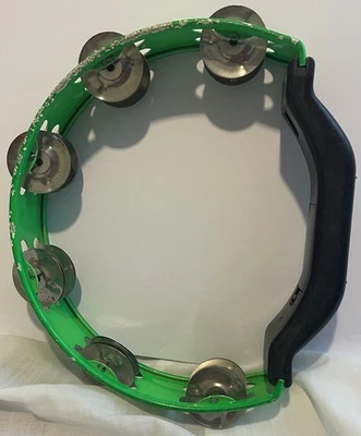 Gebrauchte Percussion traditionelle Aluminium Tamburin Stahl Schellen zweireihig - Bild 1 von 2