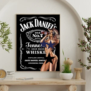 Vintage Whiskey Bar Poster Wall Art 18x24 - Old No. 7 Style Western Sexy Decor - Picture 1 of 5