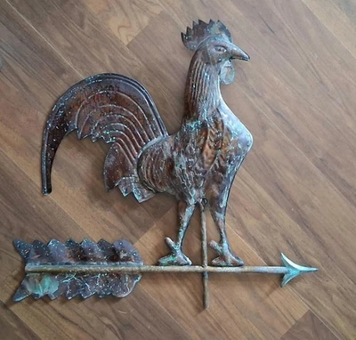 Rooster  Weathervane Copper Metal 19 Inch Roof Garden  Yard Wall  Decor - Image 1 of 3
