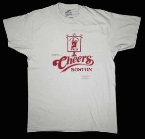 Vintage Cheers Mens Shirt Medium USA Made Single Stitch Bull Finch Pub Boston - Picture 1 of 9