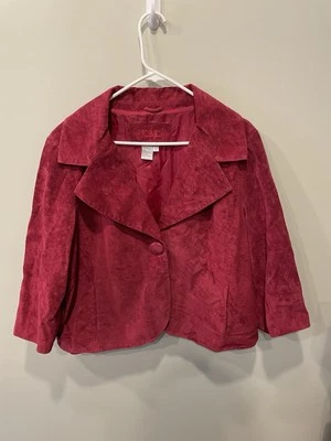 Chaqueta Live A Little Mujer Talla Mediana Cuero Rojo Botón Forrada Frontal Foto 1 de 4