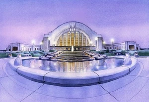 Cincinnati Union Terminal Ohio, "Justice League of America" Watercolor Notecards - Picture 1 of 2