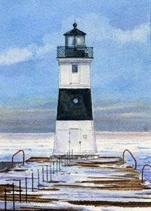 Presque Isle North Pier (Pierhead) Lighthouse, Lake Erie Pennsylvania Art Prints - Picture 1 of 2