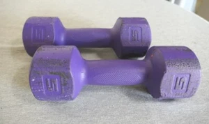 Pair Cast Iron Rubber Coated 10 LB. Strength Hand Weights Dumbbells 20 LB Total - Picture 1 of 5