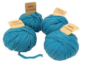 LOT of 4 balls of KATIA COLORADO tubular wool blend SPANISH #15 Wool Turquoise - Picture 1 of 7