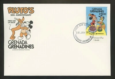 Disney FDC Grenada Grenadines #428 Pluto's 50th dog Purloined Pup Mickey 1981 - Image 1 of 2