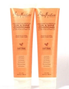 (2 Bottles) Shea Moisture Coconut & Hibiscus Curl & Shine Conditioner 10.3 Oz - Picture 1 of 1