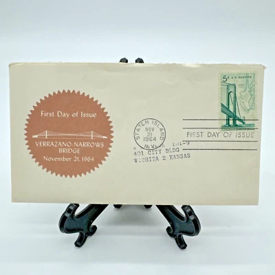 Verrazano Narrows Bridge First Day Issue Stamp 1964 Sika Chemical Corporation 5¢ - Image 1 of 4