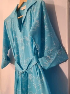 Vintage Key West Fashions Sommerkleid puderblau 60er Blumen Kaftan M/L Pool Party - Bild 1 von 23