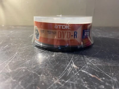 New & Sealed - TDK 4.7GB DVD-R 25-Pack Spindle 4X Compatible 120 Minute Video - Image 1 of 4