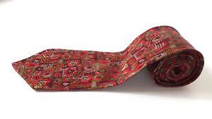 Tie Rack Neck Tie 100% Silk Red Abstract Pattern Made in Italy 58"