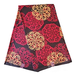 Ankara Blocco Tessuto Cotone Stampa Cucito Artigianale Cerchio Rosso Marrone/Giardino - Foto 1 di 1