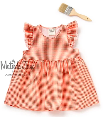 Girls Matilda Jane Platinum Orange Gingham Maddy Top Size 10 NWOT - Image 1 of 4