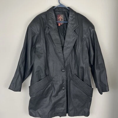 Abrigo Chaqueta G-III De Colección Cuero Negro Genuino Largo Medio Para Mujer Talla 2X Mob Wife Foto 1 de 4