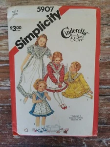 Simplicity 5907 Vintage 80' Child's Dress Apron 2 Lengths Cinderella Size 3 UC - Picture 1 of 2