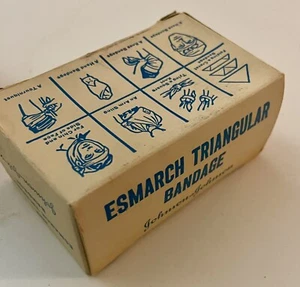 Vintage 1940s Johnson & Johnson Esmarch Triangular Bandage OG Box First Aid - Picture 1 of 5
