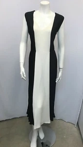RAOUL KLEID NEU MIT ETIKETT $ 800,00 SCHWARZ UND CREMEWEISS TEILWEISE KRISTALL PLISSEE FR 42 US 10 - Bild 1 von 6