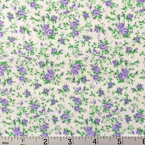 Wild Flowers Ivory Purple Rose Cotton Calico Quilt Cotton Santee Floral - Picture 1 of 1