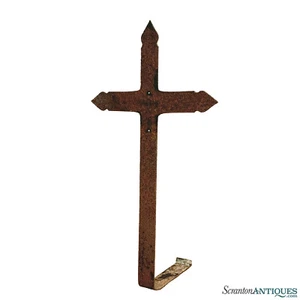 Antique Gothic Wrought Iron Grave Marker Graveyard Cross - Picture 1 of 10