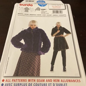 BURDA 7750 Sewing Pattern Coat 2 Lengths Fake Fur Hippie Size 8 - 18 Uncut - Picture 1 of 4