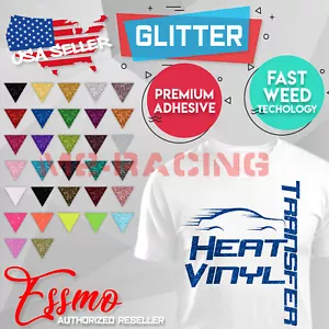 ESSMO™ Glitter Heat Transfer Vinyl HTV Sheets T-Shirt 20" Iron On Heat Press - Picture 1 of 53