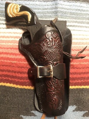 Fit Colt SAA Uberti Taylors Cattleman 1873 4 3/4" Western Leather Buckle Holster - Image 1 of 4