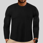 Mens Casual Loose Plain Tops Long Sleeve Round Neck Muscle Blouse Tee T-Shirt Us