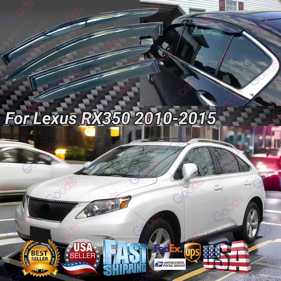 Para 2010-15 Lexus RX350 viseiras de janela protetores de vento chuva sol com acabamentos de impressão de carbono - Imagem 1 de 4