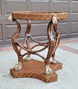 Vintage Hooker Furniture Louis XVI Clawfoot Rattan Dining or Center Table BASE - Picture 1 of 14