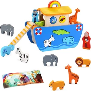 KMTJT Wooden Noah's Ark Playset for Toddlers | Montessori & Educational Toy | In - Picture 1 of 5