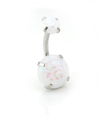 14G Large Belly Button Navel Ring 10mm Gold Tone Stainless Titanium Clear CZ - Image 1 of 4