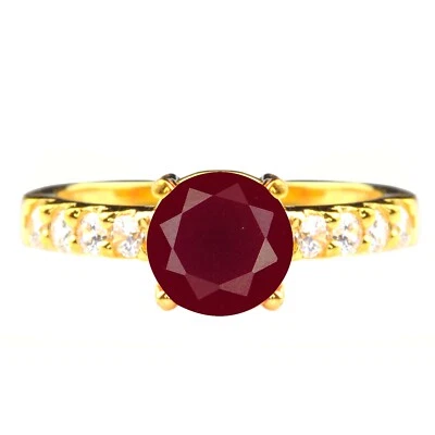 1.36Ct 100% Natural Burmese Ruby IGI Certified Diamond Ring In 14KT Yellow Gold - Image 1 of 4